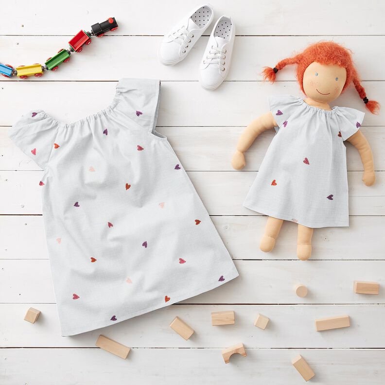 Double Gauze/Muslin embroidered hearts | Poppy Fabrics – white/rosé, image number 5