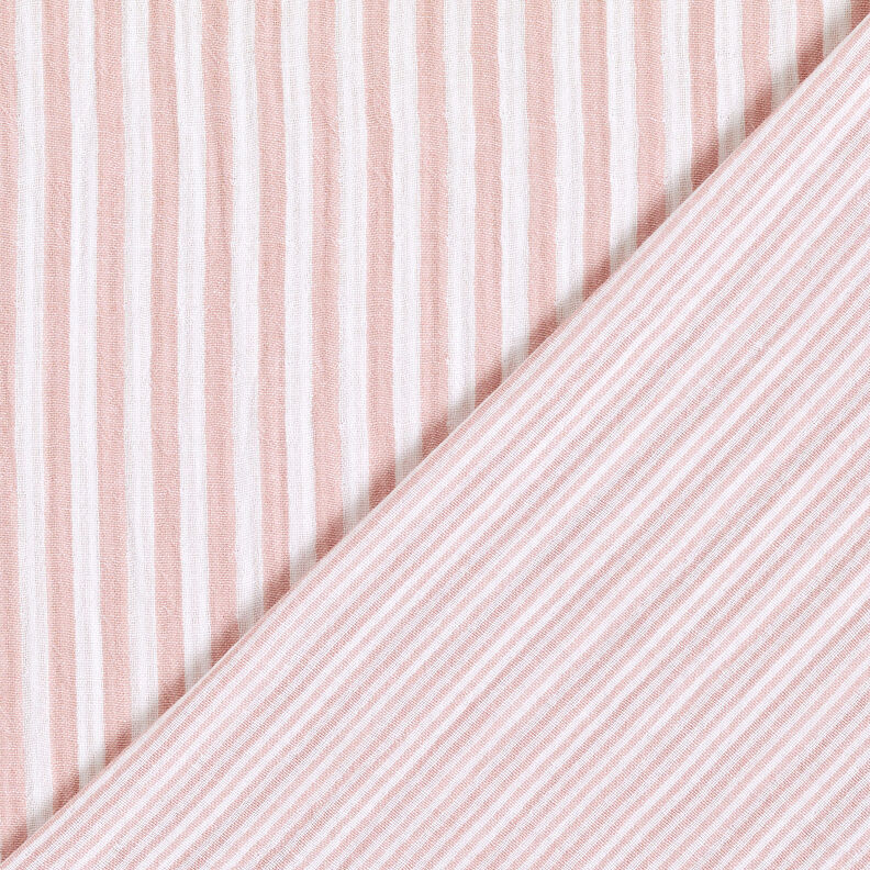 Double Gauze/Muslin Doubleface stripes – dusky pink/white,  image number 1