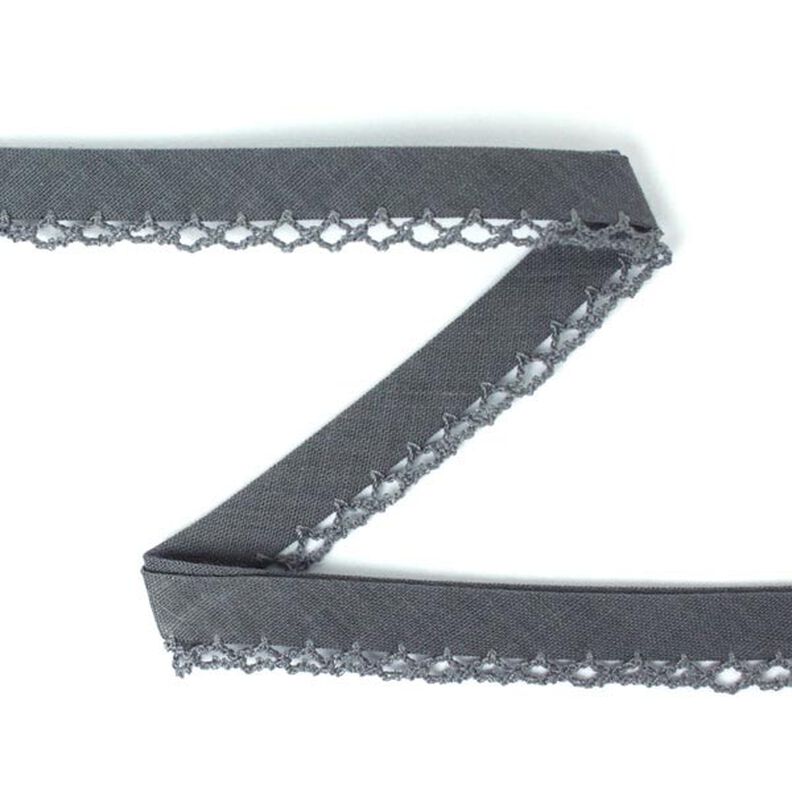 Bias Tape with Crochet Trim 19 – dark grey,  image number 1