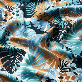 Satin Crepe Palms and Monstera – brilliant blue/blue-black, 