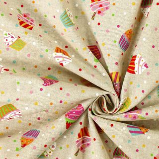Decor Fabric Half Panama Colourful Muffins – natural, 