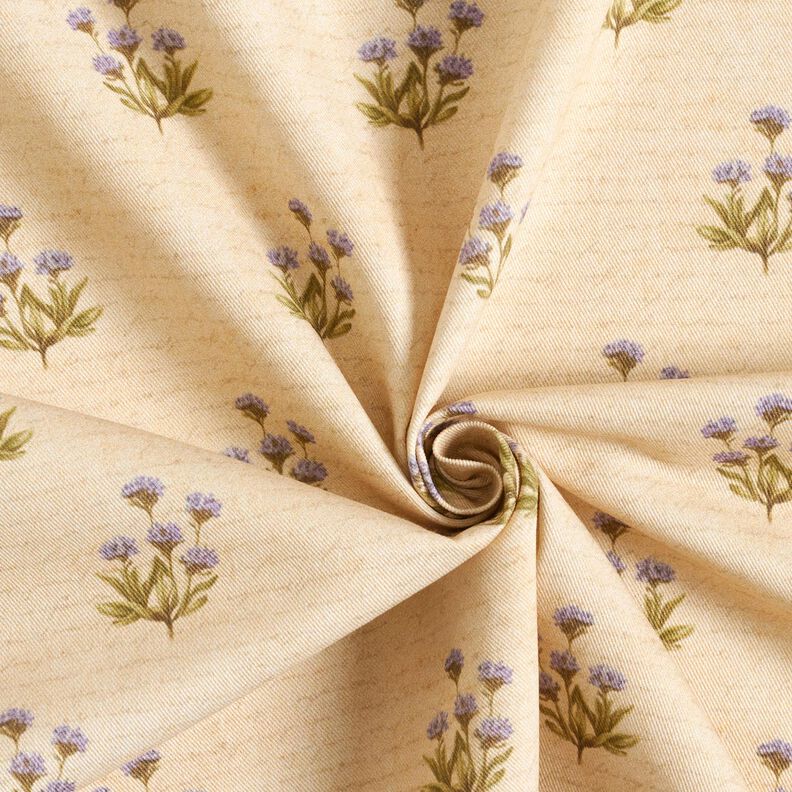 Decor Fabric Cotton Twill flowers and writing  – beige,  image number 3