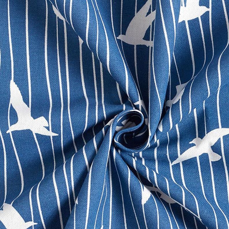 Decor Fabric Half Panama seagulls – ocean blue/white,  image number 3