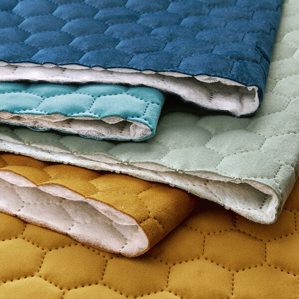 Upholstery Fabric Velvet Honeycomb Quilt – mustard, image number 6