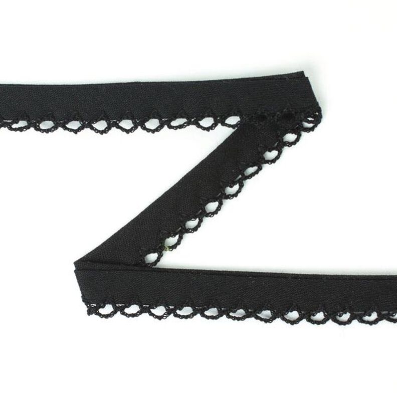 Bias Tape with Crochet Trim 15 – black,  image number 1