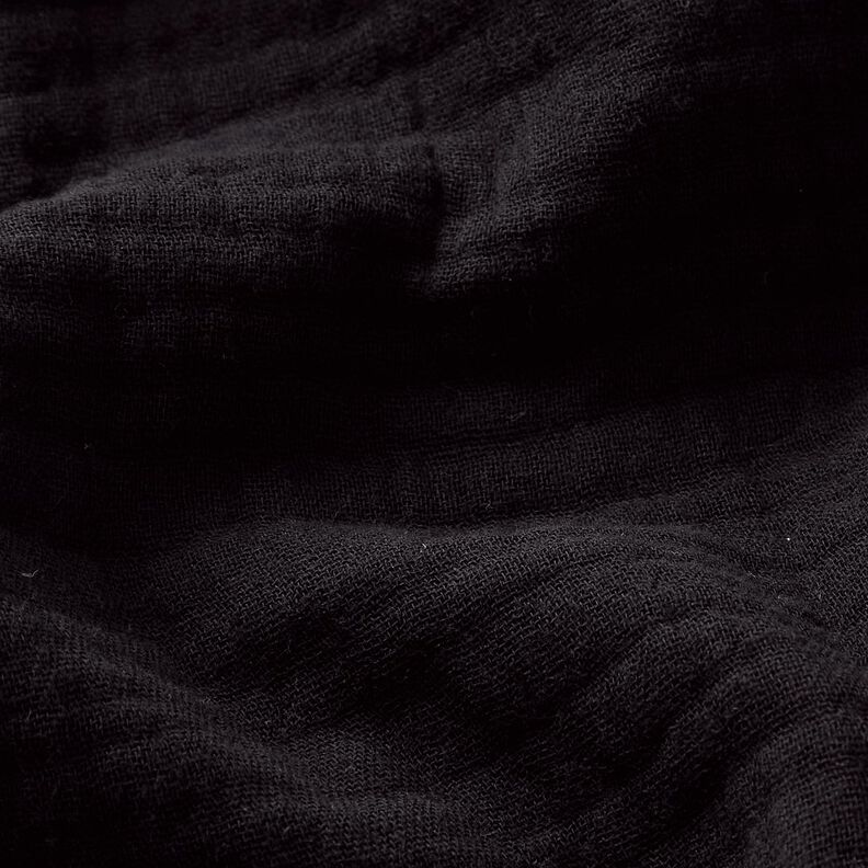 Triple-Layer Cotton Muslin Plain – black,  image number 2