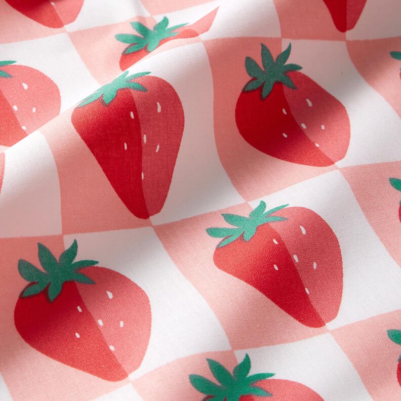 Coated Cotton strawberry checks – rosé/red,  image number 3