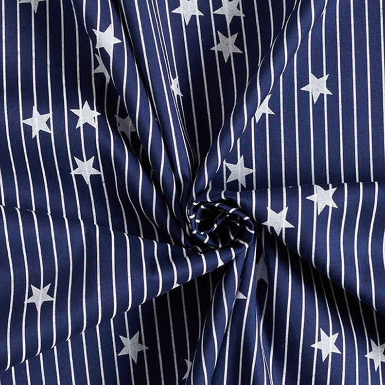 Cotton Poplin stripes & stars – navy blue/white,  image number 3