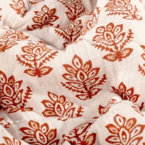 Quilted Fabric Muslin Vines and flowers – brown/midnight blue, 