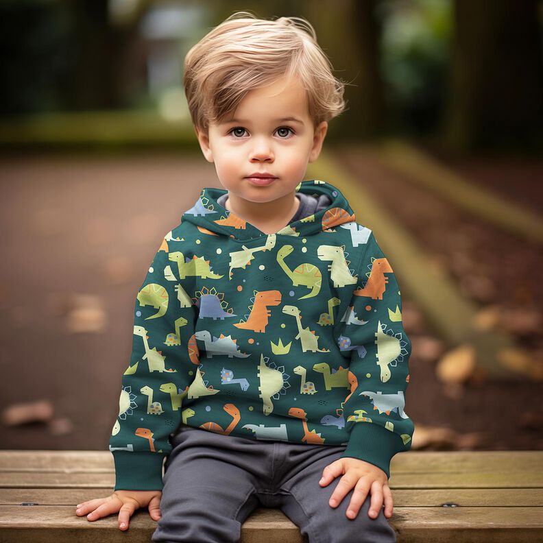 French Terry Dinosaurs | Poppy Fabrics – indigo/light blue,  image number 5