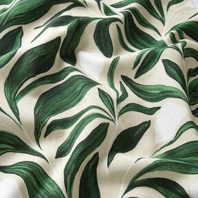 Decor Fabric Canvas sophisticated plants – dark green/natural, 
