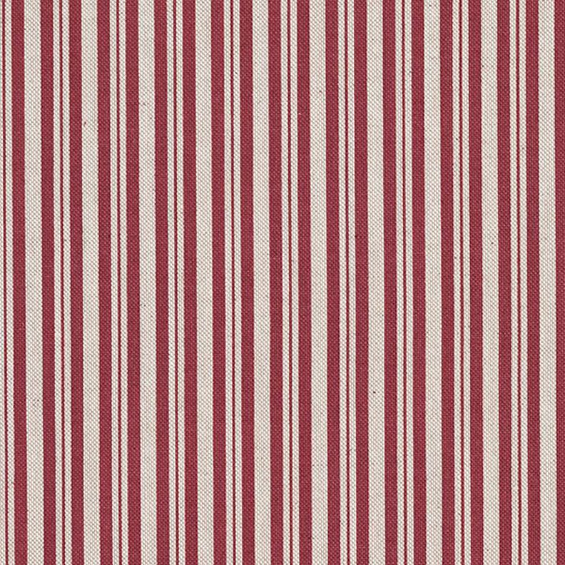 Decor Fabric Half Panama Fine Stripes – burgundy/natural,  image number 1