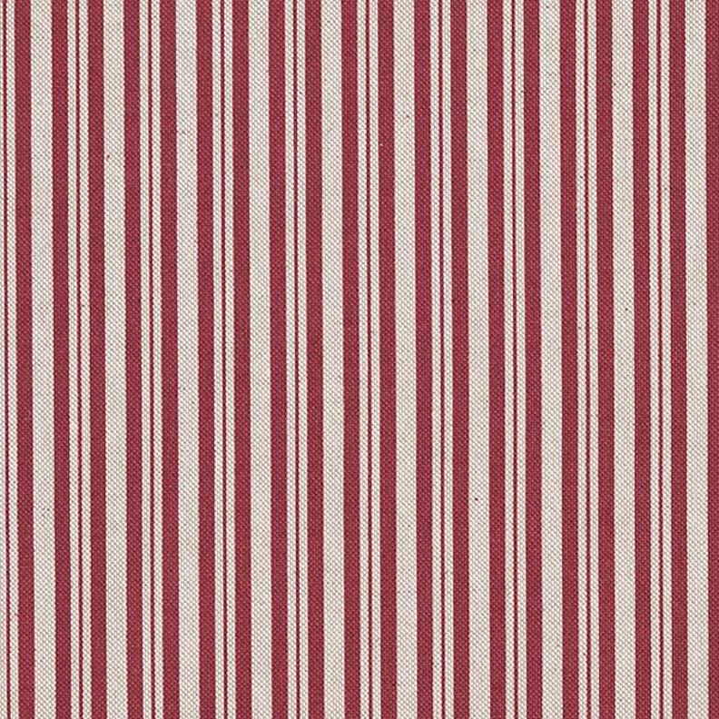 Decor Fabric Half Panama Fine Stripes – burgundy/natural,  image number 1