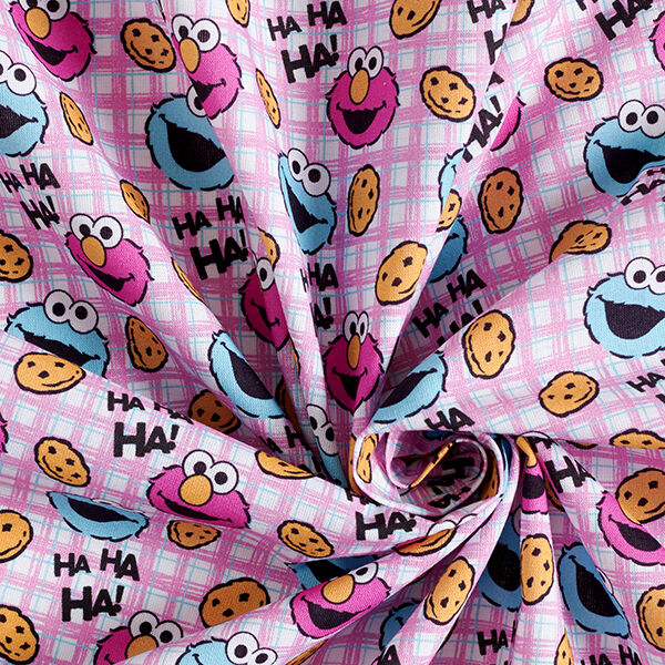 Cotton Poplin Licensed Fabric Cookie Monster and Elmo | Sesame Workshop – offwhite/pink,  image number 3