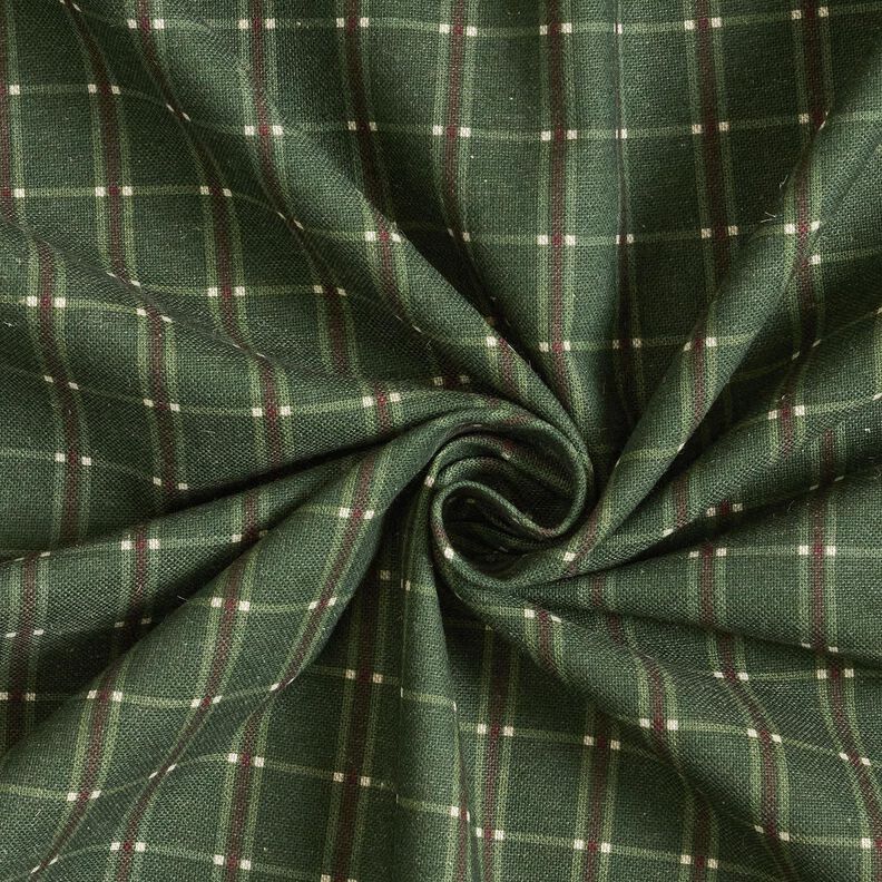 Decor Fabric Half Panama elegant check – fir green/carmine,  image number 3