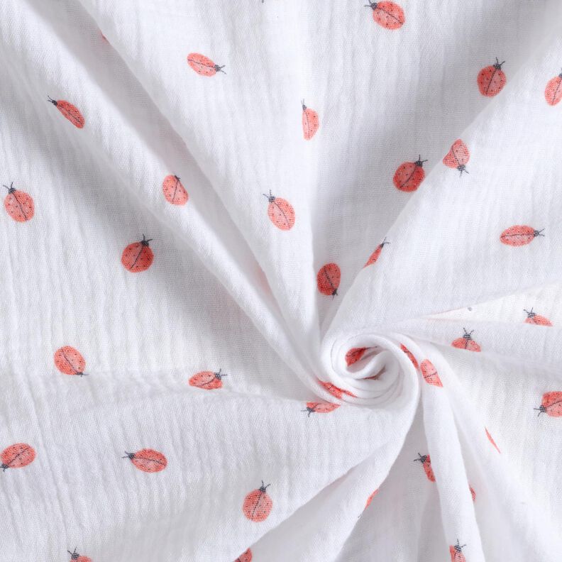 Double Gauze/Muslin Ladybird Digital Print | Poppy Fabrics – white,  image number 3