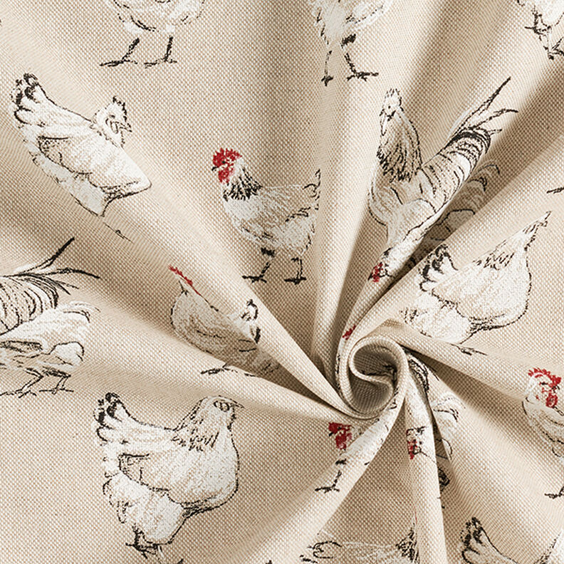 Decor Fabric Half Panama Chickens – natural,  image number 3