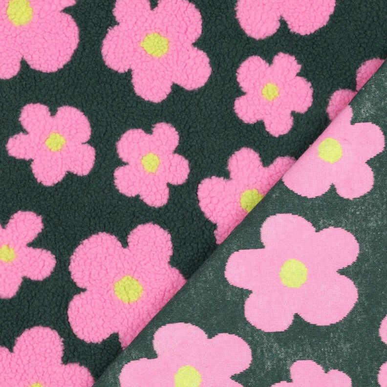 Teddy Fur Flowers | Poppy Fabrics – dark green/pink, image number 5