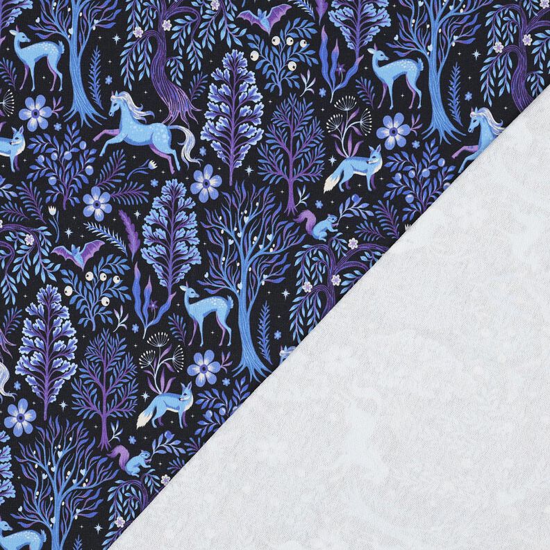 French Terry Fairytale forest Digital Print | Poppy Fabrics – blue-black/red lilac, image number 4