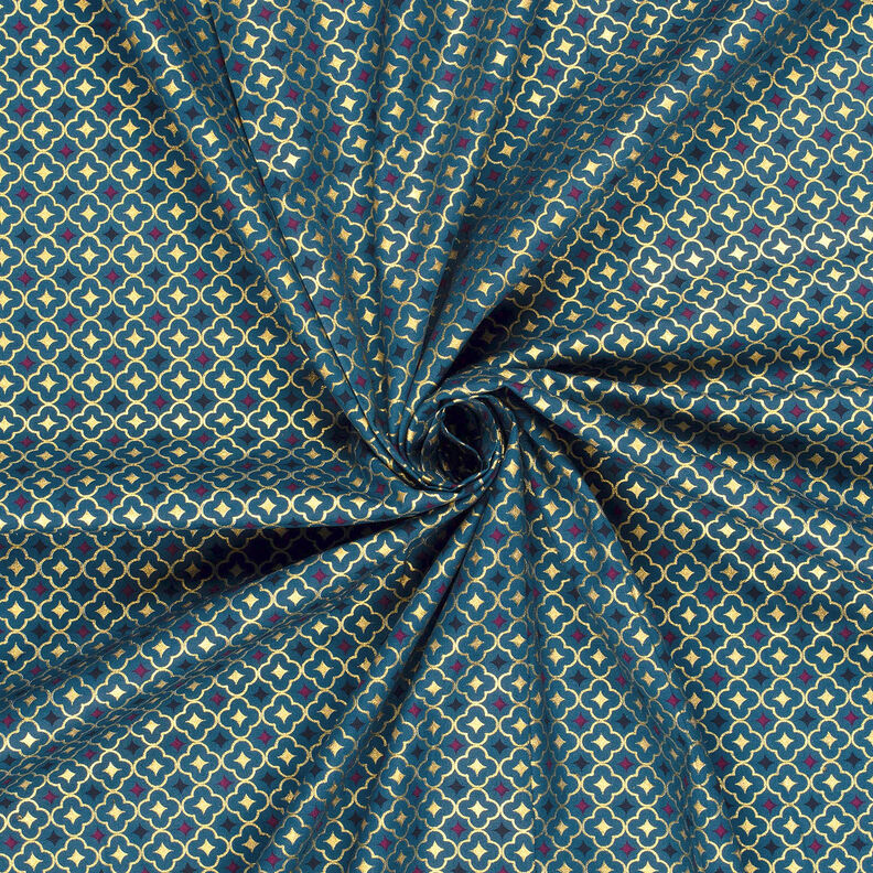 Cotton Poplin festive tiles – light petrol/gold,  image number 3