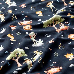 Cotton Jersey Safari digital print – midnight blue/pastel green, 