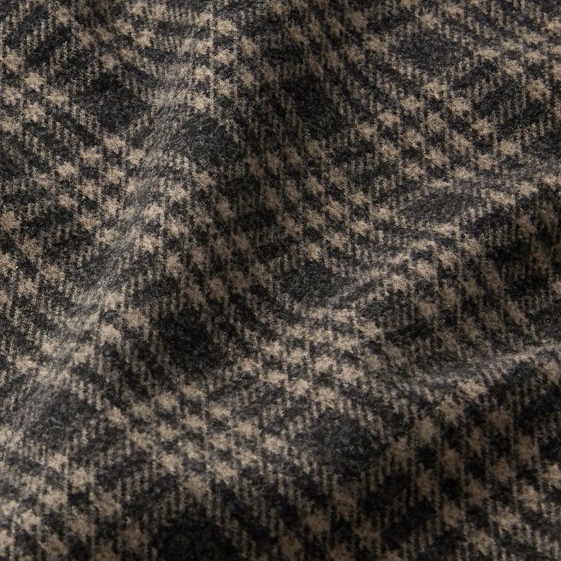 Coating knit stretch check – black/beige,  image number 2