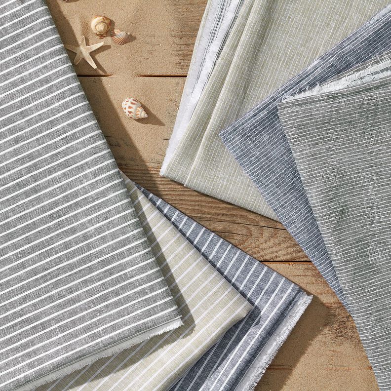 Linen Cotton Blend broad stripes &ndash; dark beige/white,  image number 5