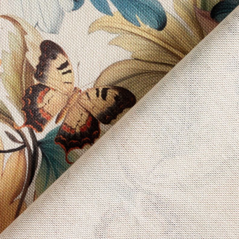 Decor Fabric Half Panama flowers and berries – natural/caramel,  image number 4