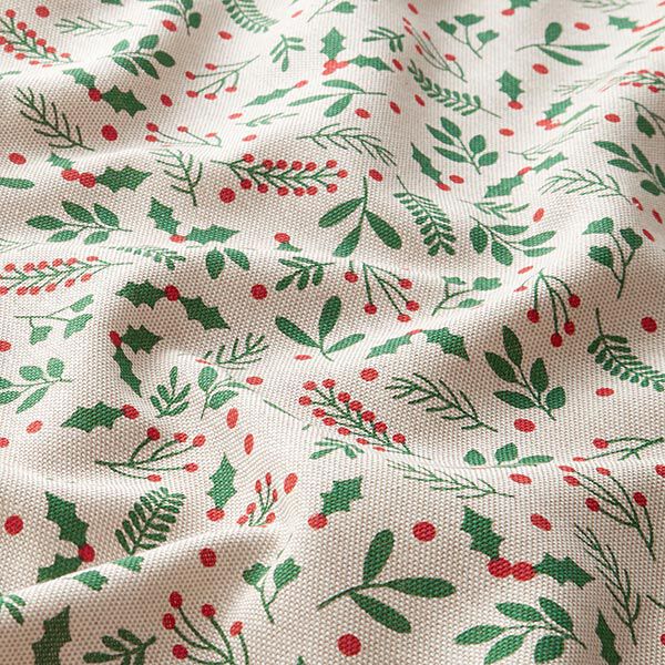 Decor Fabric Half Panama Classic Mistletoe – beige/green, image number 2