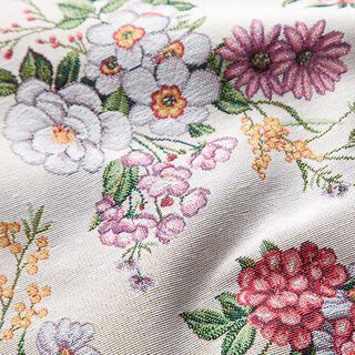 Decor Fabric Tapestry Fabric Mixed Flowers – offwhite/mauve, 