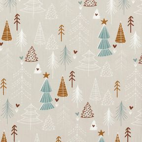 Cotton Poplin minimalist fir trees – light taupe, 