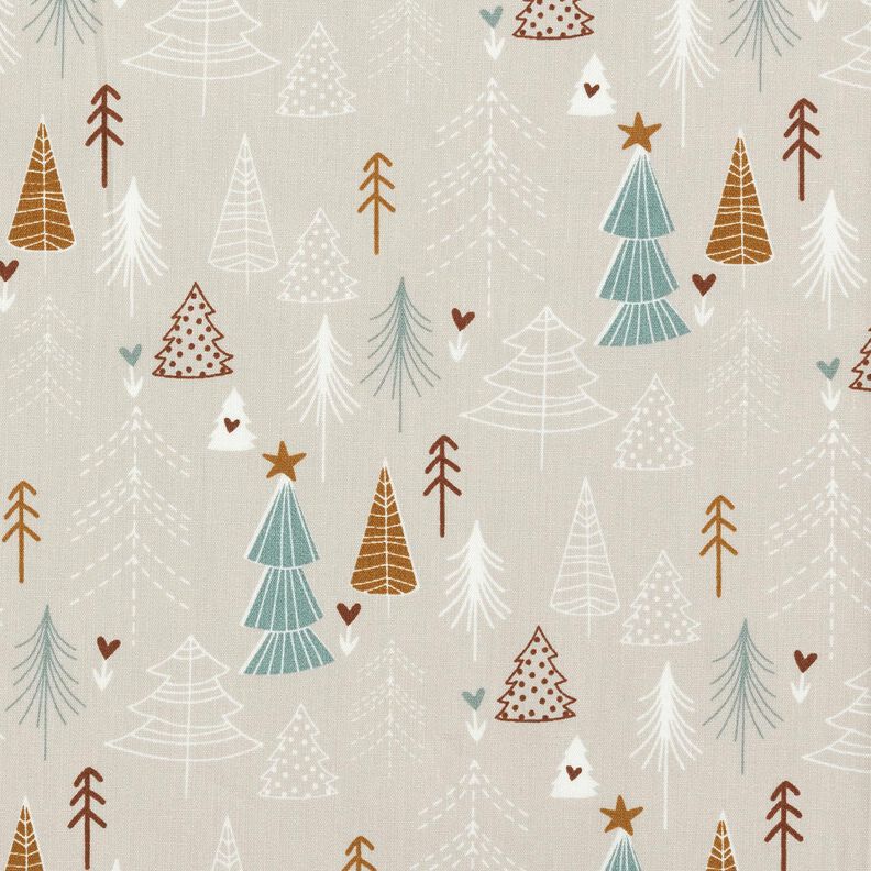 Cotton Poplin minimalist fir trees – light taupe,  image number 1