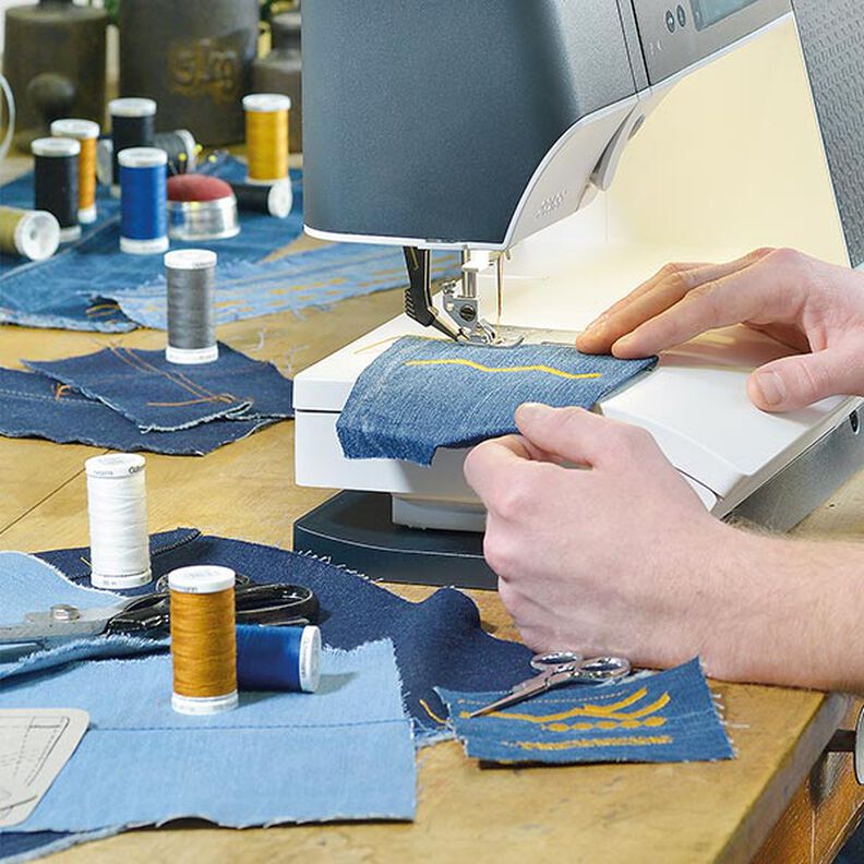 Denim Sewing Thread Set with 5 Denim Needles [ 100m | 8 pieces ] | Gütermann creativ – colour mix,  image number 11