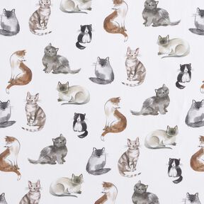 Cotton Poplin happy cats Digital Print | Poppy Fabrics – white, 