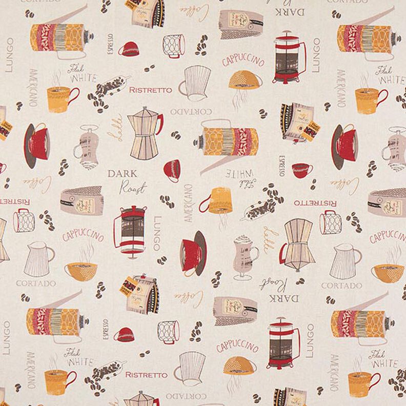 Decor Fabric Half Panama Coffee – carmine/natural,  image number 1