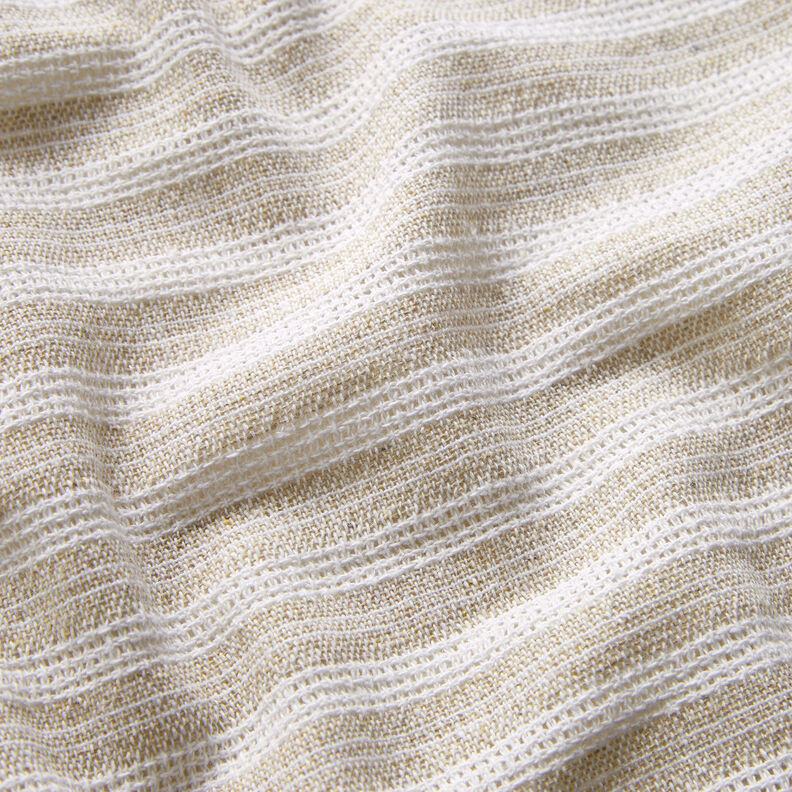 Grid structure horizontal stripes cotton fabric – beige/white, image number 2