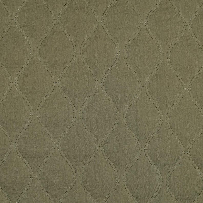 Quilted Fabric Muslin waves – light khaki, image number 1
