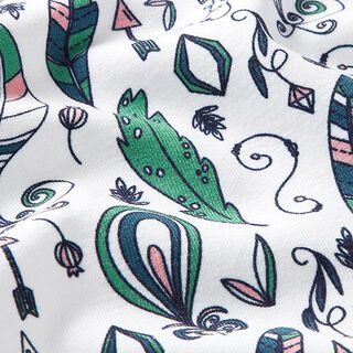 Cotton Jersey Bohemian Drawings – white, 