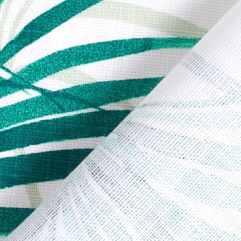 Decor Fabric Panama Palm fronds – white/emerald green, image number 4