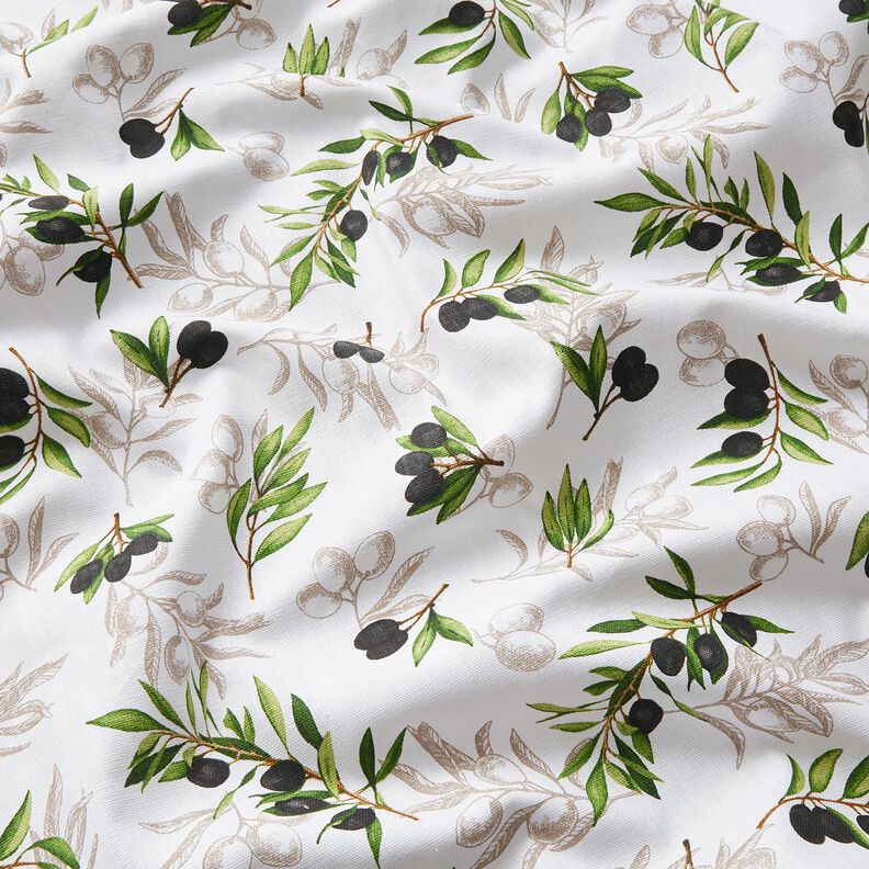 Decor Fabric Panama olives – white/black,  image number 2