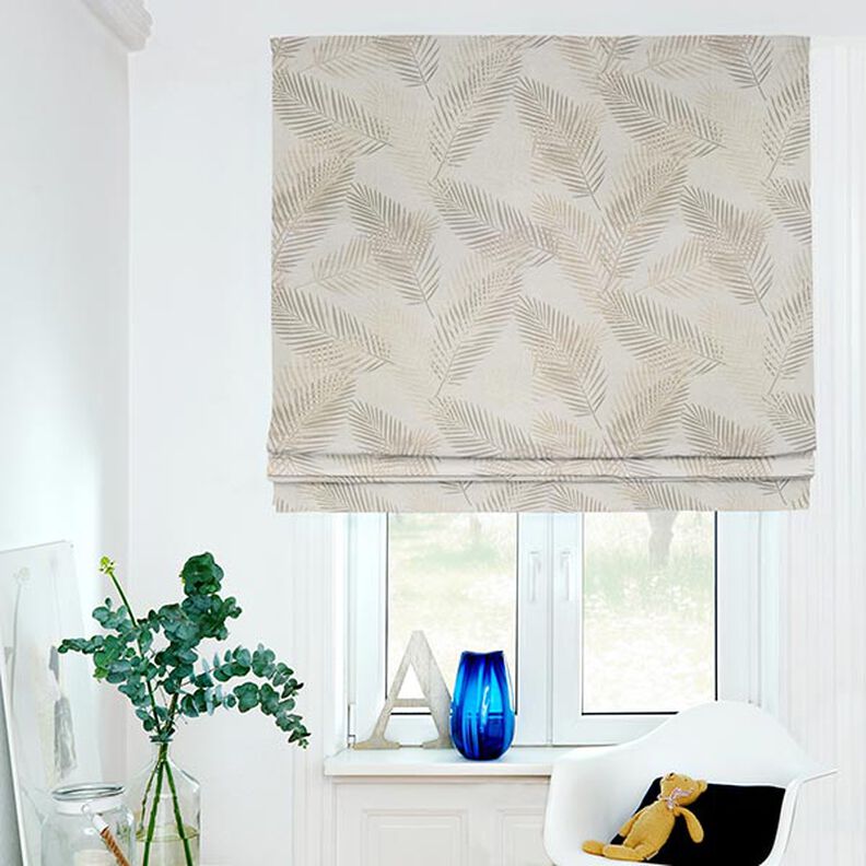 Metallic Palm Fronds Blackout Fabric – beige/gold,  image number 6