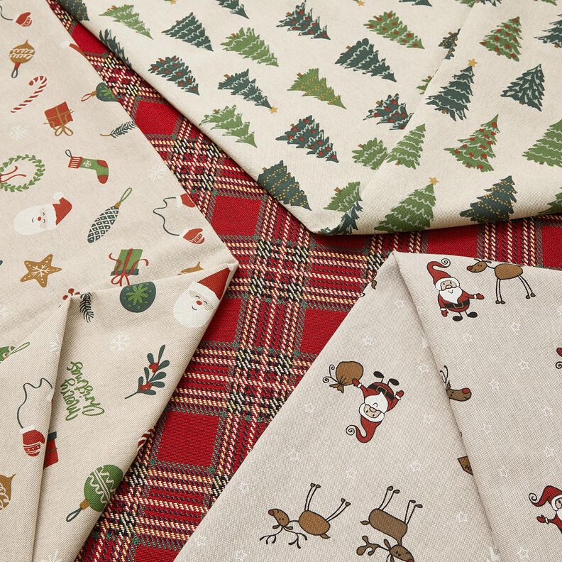 Decor Fabric Half Panama North Pole – natural/red, image number 5