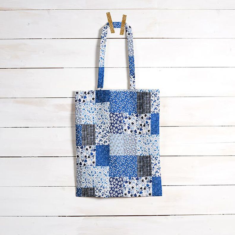 Cotton Cretonne patchwork-look – white/blue,  image number 7