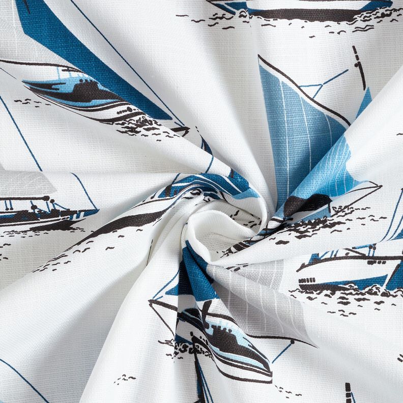 Decor Fabric Panama sailing ships – white/ocean blue,  image number 3