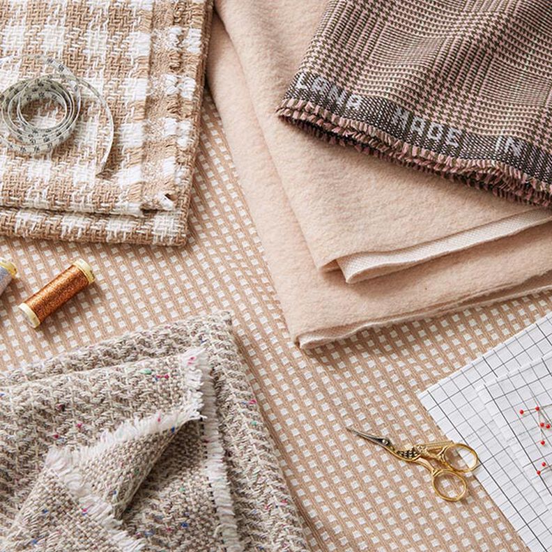 Herringbone Wool Blend Coating Fabric – taupe,  image number 6