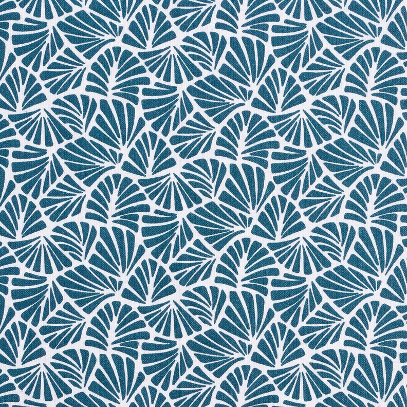 Coated Cotton abstract mini leaves – ocean blue/white,  image number 1
