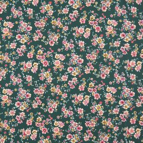 Coated Cotton romantic flowers – dark green, 