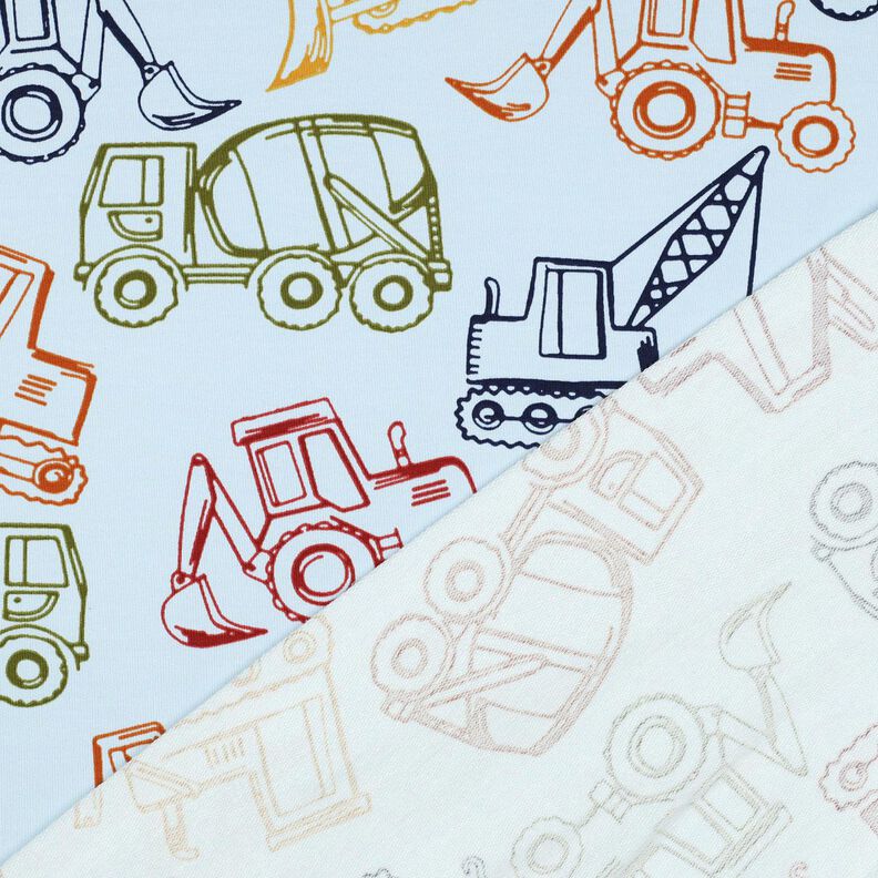 French Terry Construction vehicles| Poppy Fabrics – baby blue/navy blue,  image number 4
