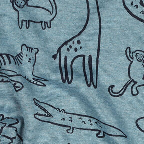 Sweatshirt Fabric Safari Animals | by Poppy – dove blue/anthracite, 