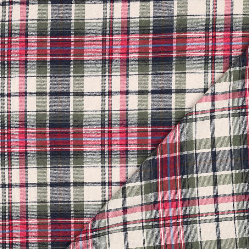 Cotton Flannel checked | Poppy Fabrics – olive/red, image number 4